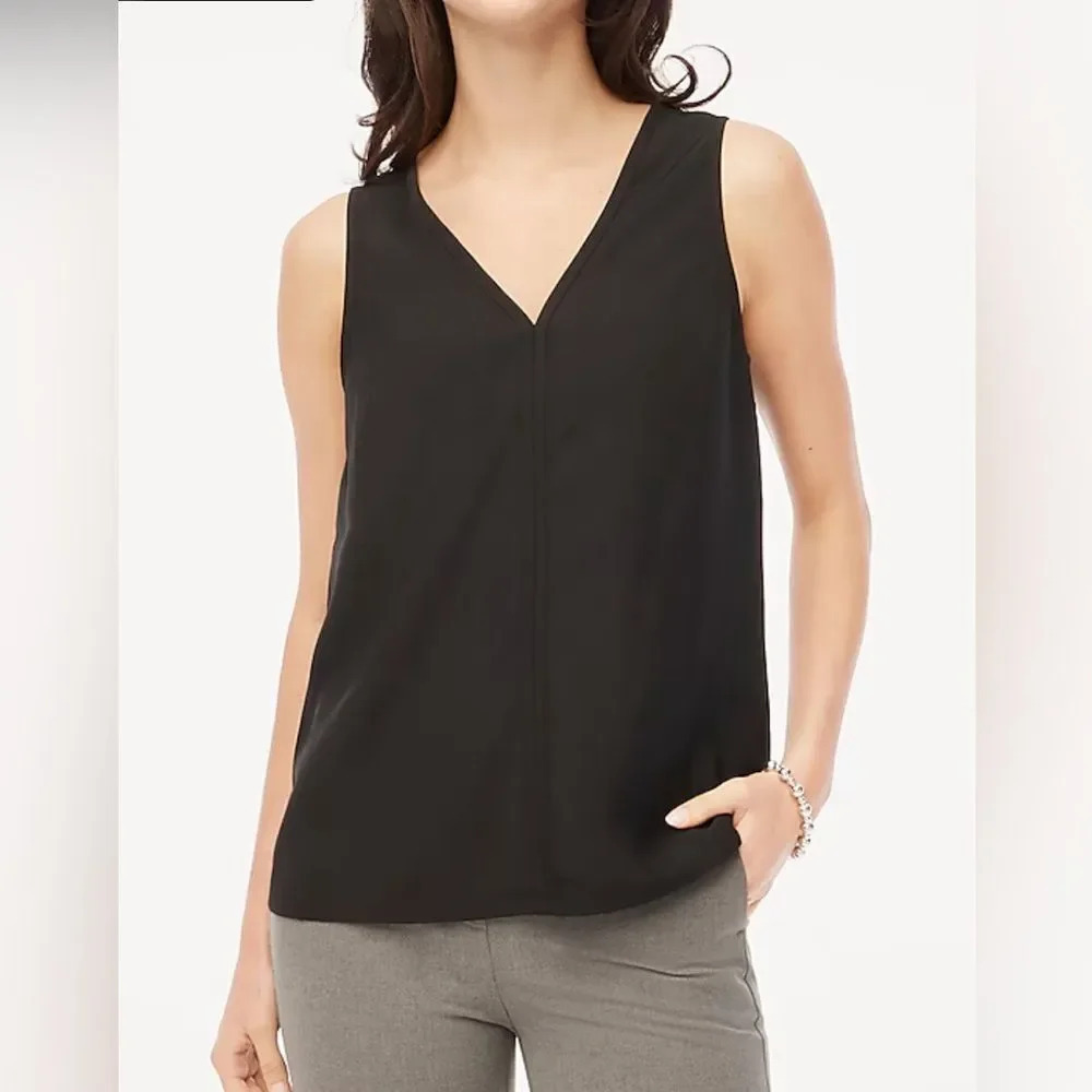 NWT J Crew Extra Large Tank Black Center Stitch Crepe